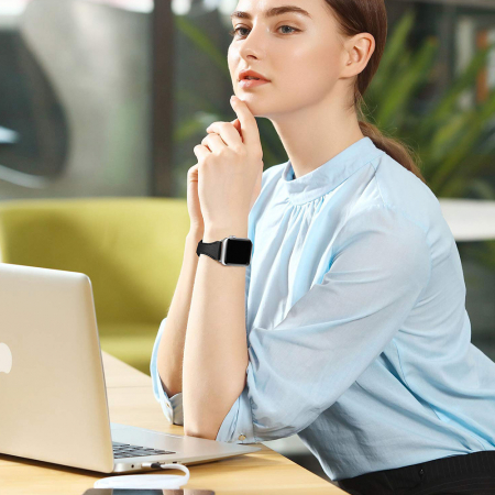 Curea din Piele pentru Apple Watch for Women 1 / 2 / 3 / 4 / 5 / 6 / 7 / 8 / SE / SE 2 / Ultra / Ultra 2 (42 mm / 44 mm / 45 mm / 49 mm) - Black [4]