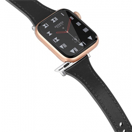 Curea din Piele pentru Apple Watch for Women 1 / 2 / 3 / 4 / 5 / 6 / 7 / 8 / SE / SE 2 / Ultra / Ultra 2 (42 mm / 44 mm / 45 mm / 49 mm) - Black [1]