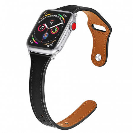 Curele pentru AppleWatch 42/44/45/46/49mm - Curea din Piele pentru Apple Watch for Women 1 / 2 / 3 / 4 / 5 / 6 / 7 / 8 / SE / SE 2 / Ultra / Ultra 2 (42 mm / 44 mm / 45 mm / 49 mm) - Black