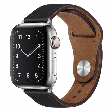 Curele pentru AppleWatch 42/44/45/46/49mm - Curea din Piele pentru Apple Watch for Men, 42/ 44/ 45/ 46/ 49mm - Black