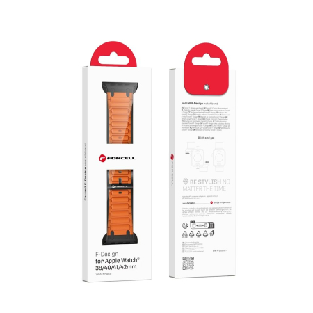 Curea pentru Apple Watch Forcell F-Design FA06 din silicon cu găuri 38 / 40 / 41 / 42 mm, Orange [6]