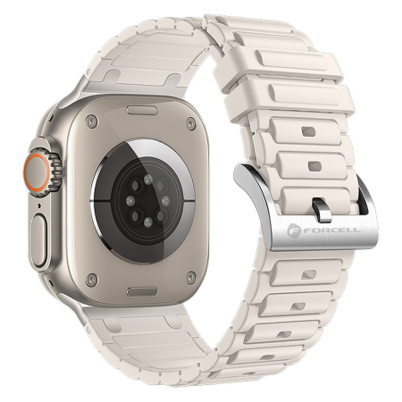 CURELE CEAS - Curea pentru Apple Watch Forcell F-Design FA06 din silicon cu găuri 42 / 44 / 45 / 49 mm, albă