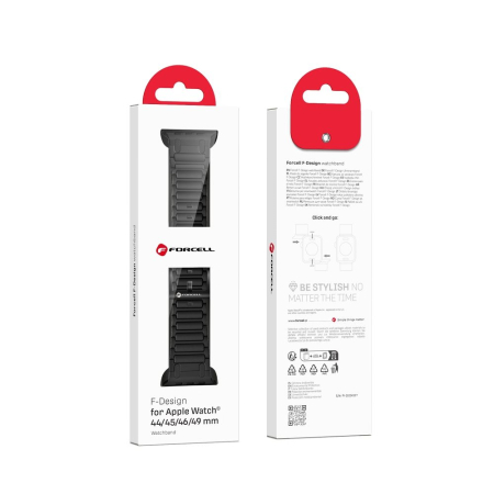 Curea pentru Apple Watch Forcell F-Design FA06 din silicon cu găuri 42 / 44 / 45 / 49 mm, neagra [4]