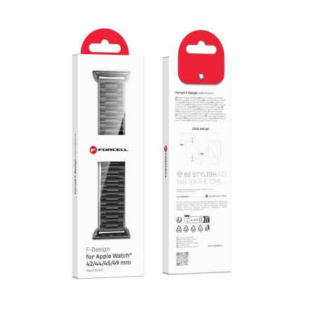 Curea pentru Apple Watch Forcell F-Design FA10 cu cataramă din oțel 38 / 40 / 41 / 42 mm neagră [4]