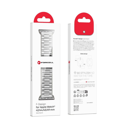 Curea pentru Apple Watch Forcell F-Design FA10 cu cataramă din oțel 42 / 44 / 45 / 49 mm, argintie [6]