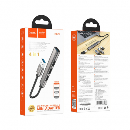 Data Hub (HB26) - USB-A to USB-A 3.0, 3xUSB-A 2.0 - Grey [6]