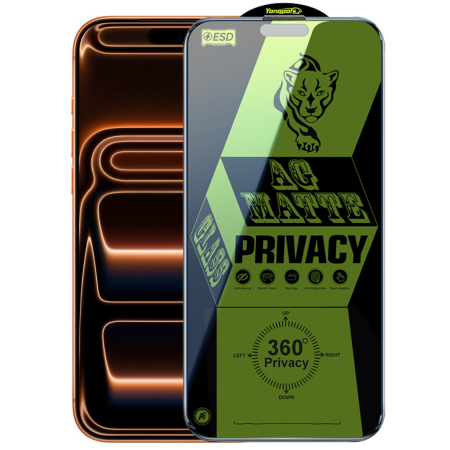 IPHONE 15 PRO - Folie Sticla Securizata Privacy 360 AG Glass Matte pentru iPhone 15 Pro