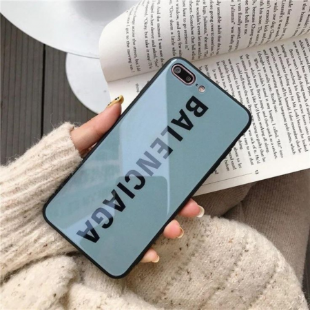 Husa Design Balenciaga din Sticla si Silicon pentru iPhone 11, Blue-Gray [2]