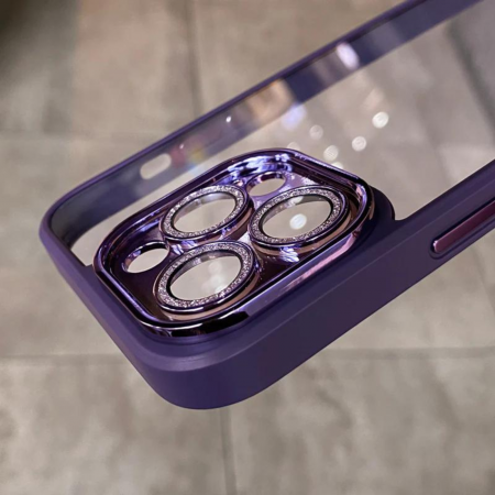Husa Diamond, Protectie Lentile Camera pentru iPhone 14, Deep Purple [1]