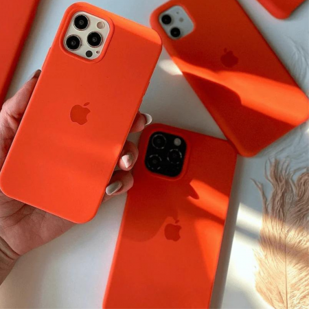Husa din Silicon pentru iPhone 12 Pro Max, Orange-New [3]