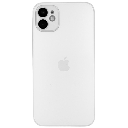 IPHONE 11 - Husa din Sticla si Silicon cu Protectie Lentile Camera pentru iPhone 11, Alb Perlat-Mat