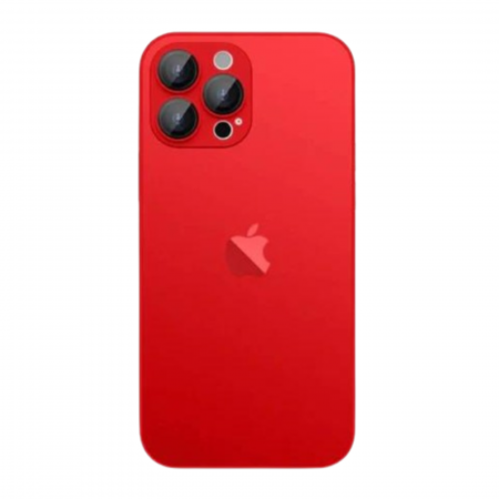 IPHONE 13 PRO MAX - Husa din Sticla si Silicon cu Protectie Lentile Camera pentru iPhone 13 Pro Max, Rosu-Mat