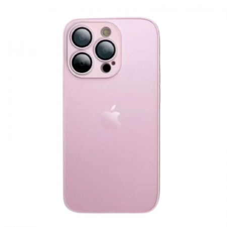 IPHONE 14 PLUS - Husa din Sticla si Silicon cu Protectie Lentile Camera pentru iPhone 14 Plus, Pink-Mat