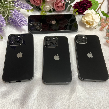 Husa din Sticla si Silicon cu Protectie Lentile Camera pentru iPhone 14 Plus, Black-Glossy [4]