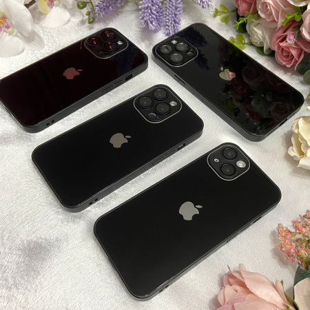 Husa din Sticla si Silicon cu Protectie Lentile Camera pentru iPhone 15 Plus, Black-Glossy [5]