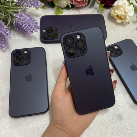 Husa din Sticla si Silicon cu Protectie Lentile Camera pentru iPhone 15 Plus, Deep Purple-Mat [1]