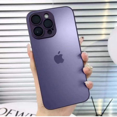 Husa din Sticla si Silicon cu Protectie Lentile Camera pentru iPhone 12 Pro, Deep Purple-Mat [6]