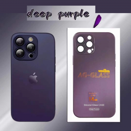 Husa din Sticla si Silicon cu Protectie Lentile Camera pentru iPhone 15 Plus, Deep Purple-Mat [12]