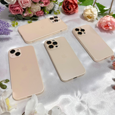 Husa din Sticla si Silicon cu Protectie Lentile Camera pentru iPhone 12, Gold - Mat [6]