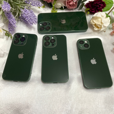 Husa din Sticla si Silicon cu Protectie Lentile Camera pentru iPhone 15 Plus, Green-Glossy [4]