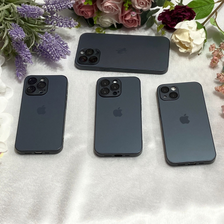 Husa din Sticla si Silicon cu Protectie Lentile Camera pentru iPhone 14 Plus, Negru Grafit-Mat [5]