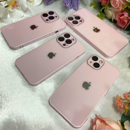 Husa pentru iPhone 16 Pro, Sticla si Silicon cu Protectie Lentile Camera, Pink-Glossy [3]