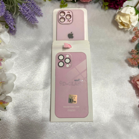 Husa pentru iPhone 15 Pro din Sticla si Silicon cu Protectie Lentile Camera, Pink-Glossy [6]