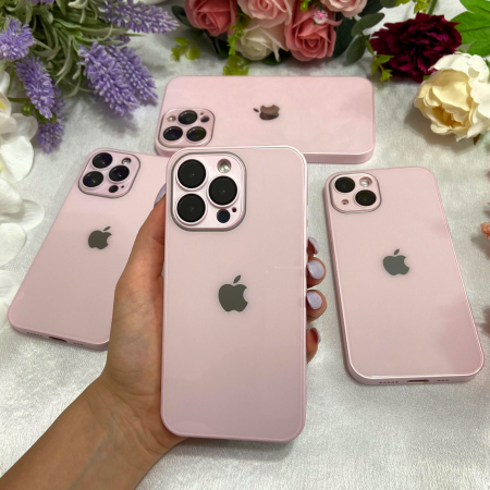 Husa pentru iPhone 16 Pro, Sticla si Silicon cu Protectie Lentile Camera, Pink-Glossy [1]