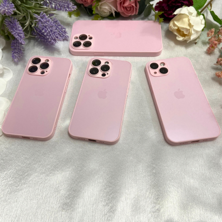 Husa din Sticla si Silicon cu Protectie Lentile Camera pentru iPhone 14 Plus, Pink-Mat [4]