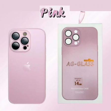 Husa din Sticla si Silicon cu Protectie Lentile Camera pentru iPhone 14 Plus, Pink-Mat [11]