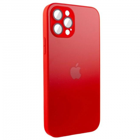 Husa din Sticla si Silicon cu Protectie Lentile Camera pentru iPhone 12 Pro Max, Rosu-Mat [8]