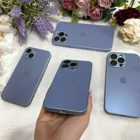 Husa din Sticla si Silicon cu Protectie Lentile Camera pentru iPhone 15, Sierra Blue-Mat [3]