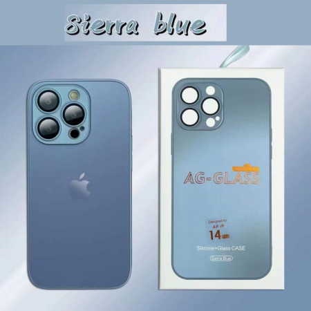 Husa din Sticla si Silicon cu Protectie Lentile Camera pentru iPhone 15 Plus, Sierra Blue-Mat [10]