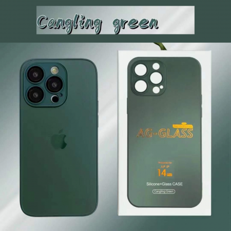 Husa din Sticla si Silicon cu Protectie Lentile Camera pentru iPhone 15 Pro, Verde-Mat [11]