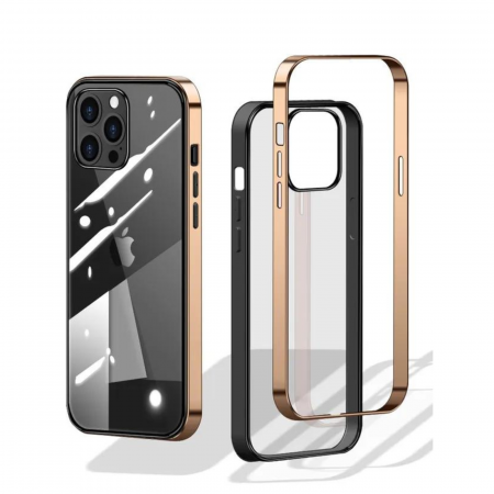 HUSE IPHONE - Husa Electroplated Frame pentru iPhone 13 Pro, Gold