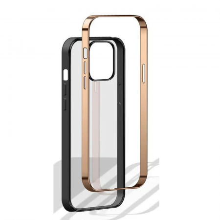 Husa Electroplated Frame pentru iPhone 14 Plus, Gold [1]