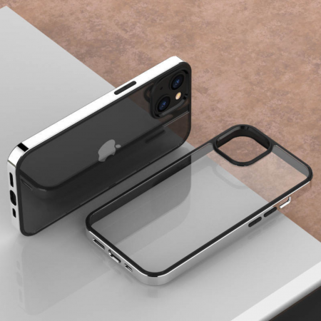 IPHONE 13 PRO MAX - Husa Electroplated Frame pentru iPhone 13 Pro Max, Silver