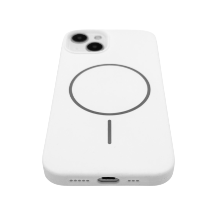 Husa iPhone 15 din Silicon cu Microfibra la Interior si MagSafe, White [2]