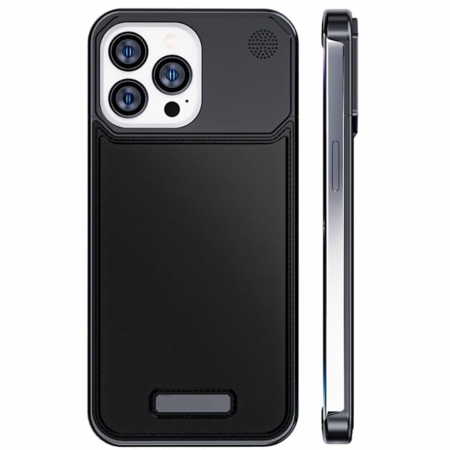 HUSE IPHONE - Husa iPhone 16 Pro, Dur Aluminiu si Piele cu MagSafe, Black