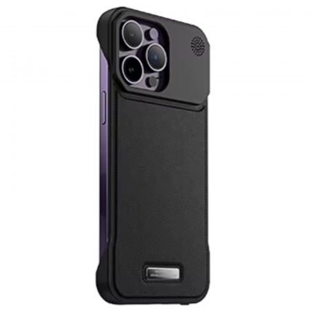 Husa iPhone 14 Pro Max, Dur Aluminiu si Piele cu MagSafe, Black [2]