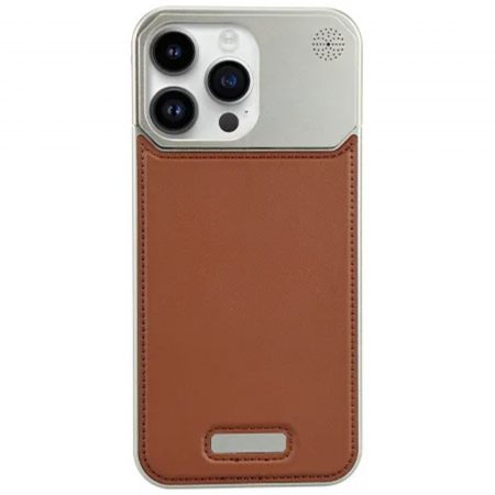 Husa iPhone 13 Pro Max, Dur Aluminiu si Piele cu MagSafe, Brown [2]