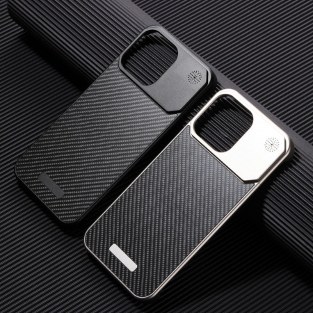 Husa iPhone 16, Dur Aluminiu si Carbon cu MagSafe, Black [4]