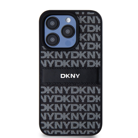 Husa iPhone 14 Pro , DKNY PU Leather Repeat Pattern Tonal Stripe, Black [1]