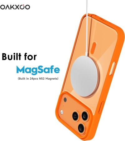 Husa iPhone 15 Pro Max, Crystal Clear MagSafe, Orange [4]