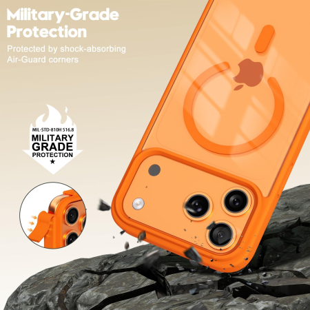 Husa iPhone 17, Crystal Clear MagSafe, Orange [2]