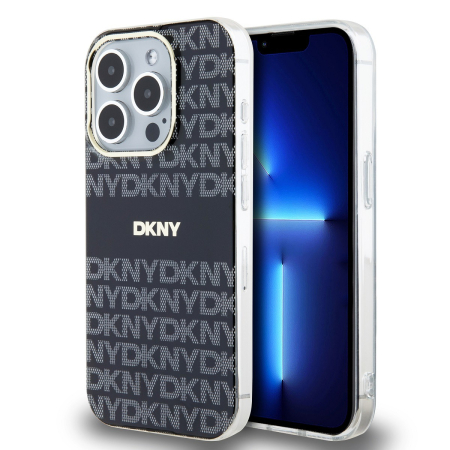 IPHONE 14 PRO MAX - Husa iPhone 14 Pro Max, DKNY PC/TPU Repeat Pattern Tonal Stripe Magsafe, Black