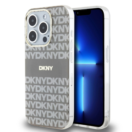 IPHONE 14 PRO MAX - Husa iPhone 14 Pro Max, DKNY PC/TPU Repeat Pattern Tonal Stripe Magsafe, Crem
