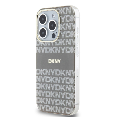 Husa iPhone 14 Pro Max, DKNY PC/TPU Repeat Pattern Tonal Stripe Magsafe, Crem [2]