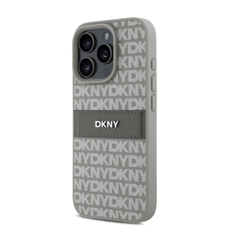 Husa iPhone 14 Pro Max, DKNY PU Leather Repeat Pattern Tonal Stripe, Beige [2]