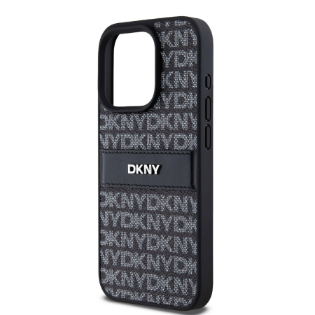 Husa iPhone 14 Pro Max, DKNY PU Leather Repeat Pattern Tonal Stripe, Black [3]